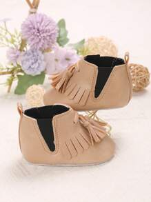 Nuevos zapatos rastrera de suela suave y antideslizante con borlas, de piel de PU, para bebés de 0 a 1 año, para otoño - Albaricoque - Ver 7