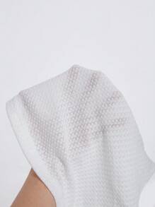 SHEIN EZwear Solid Spring Scoop Neck Rib-Knit Crop Tee - White - View 6