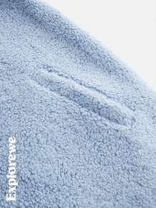 SHEIN Teen Boy Casual Letter Embroidered Zip-Up Raglan Loose Jacket, Fall/Winter - Blue - View 5