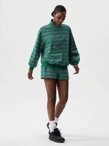 VARSITIE Cold Fall Winter Clothes Tennis Casual Retro Women Sports Sets - Green - View 5