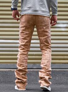 Manfinity Homme 男式扎染休闲牛仔紧身加长裤 - 黃色 - 查看 2