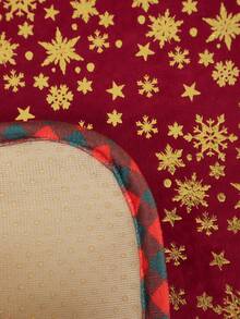 1 miếng lót ghế nhung hình bông tuyết Giáng sinh có in lá vàng, trang trí nhà cửa cho phòng ăn/phòng khách - Màu Đỏ Sâu - Xem 2