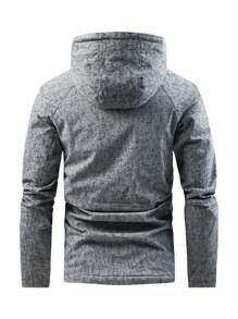 Manfinity Sport Corelite 男友风格男士休闲日常连帽加厚运动夹克，冬季 - 灰色 - 查看 2