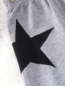 SHEIN cô gái mười hai In Sao Eo đàn hồi Quần thể thao - Xám - Xem 8