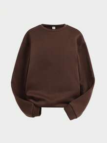 Teen Girls' 2024 Autumn/Winter Transitional Casual Daily Active Sports Collegiate Basic Round Neck Pullover Sweatshirt & Cycling Pants 2pcs Set