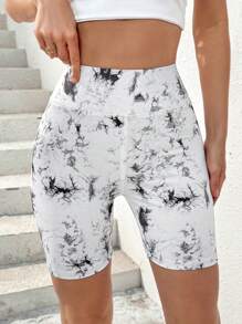 SHEIN Essnce 女式高腰提臀无缝瑜伽短裤，适合健身、健身房、骑行、打底裤 - 玫紅色 - 查看 3