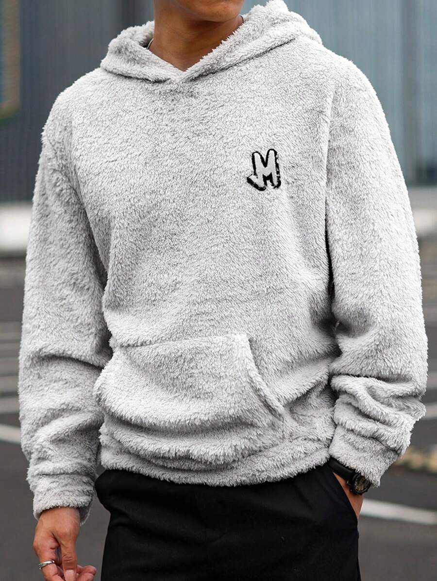 Manfinity Hypemode 大码男式字母图案连帽休闲蓬松运动衫