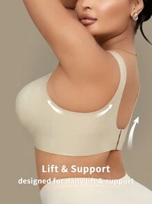 1pc Women Plus Size Seamless Bra, Wireless Padded Lightweight Brassiere, Gentle Support