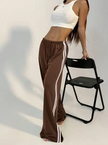 StreetHx Women Casual Striped Drawstring Straight Leg Sweatpants Graduation,Back To School Outfits,Graduation,Teacher Outfits For Women,Back To School