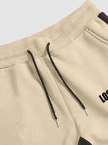 Manfinity Roghcode Bộ đồ thể thao thu đông in chữ đơn giản có dây rút và quần nỉ cho nam, Bộ đồ nỉ 2 món cho nam, Bộ đồ hoodie và quần jogger cho nam, Trang phục hai mảnh cho nam - Nhiều màu - Xem 6