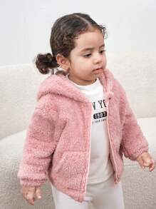 2 件装女婴妈妈和我配套羊毛连帽夹克，母女装，秋冬（单独出售）