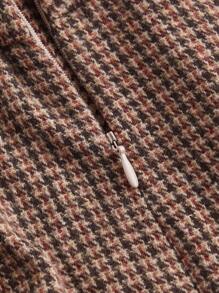 SHEIN MOD 大码低腰格子休闲裤，适合冬季 - 卡其色 - 查看 3