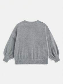 SHEIN MOD Suéter gris de talla grande con estampado de rosas para mujer, atuendo de regreso a la escuela, top para otoño/invierno