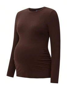 Modmama 3pcs Maternity Casual Round Neck Long Sleeve Fitted T-Shirt Set - Apricot - View 9