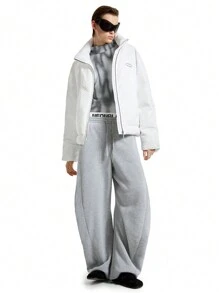 Manfinity VCAY 1pc Men Street Style Stand Collar Padded Coat, Suitable For Winter - White - View 6