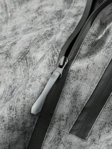 Manfinity Sport Corelite 男友风格男士休闲日常连帽加厚运动夹克，冬季 - 灰色 - 查看 4