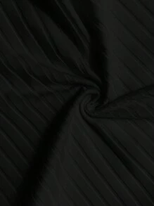 SHEIN SXY Red Rib Knit Top With Square Neckline And Tie Waist, Long Sleeve T-Shirtbasic Tees - Black - View 7