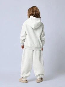 Conjunto de sudadera con capucha y pantalón de chándal con estilo universitario de SUMWON Oakland California, ropa de calle a juego con cordón en la cintura y puños acanalados para vacaciones - Gris - Ver 2