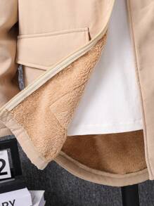 Chaqueta de forro mullido de longitud media para niño preadolescente, ropa de abrigo casual asequible adecuada para ir al trabajo, la escuela, el uso diario, los deportes y los viajes, para otoño/invierno
