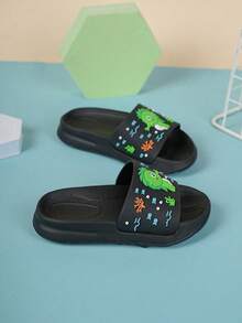 幼儿男孩舒适时尚休闲轻便卡通 EVA 泡沫拖鞋，夏季 - 黑色 - 查看 7