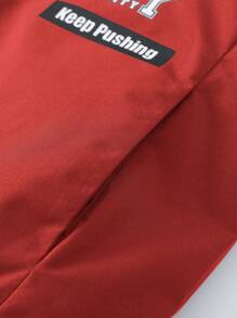 Manfinity Sport Corelite Boyfriend Style Men's Casual Contrast Color Patchwork Letter Print Hooded Jacket, - Red - View 3