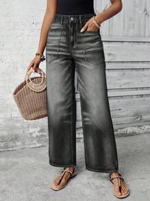 EMERY ROSE Pantalones vaqueros de mujer con bolsillo y diseño simple, para uso diario