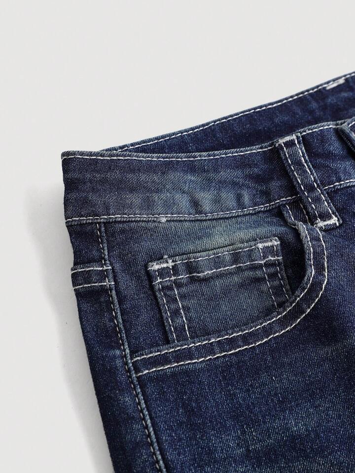 SHEIN Girlism Tween Girls Fashion Y2K Low Waist Vintage Rhinestone Butterfly Embroidered Denim Flare Leg Jeans, Girls Fall Winter Clothes Back To School Outfits