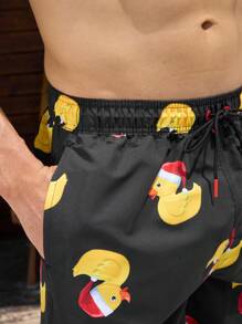 Surfspeed Quần short đi biển thường ngày có dây rút chủ đề Giáng sinh dành cho nam - màu đen - Xem 8