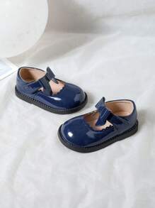 Cute Round Toe Bow Decor Flat Girls Shoes, Suitable For Spring & Autumn - Blue - View 4