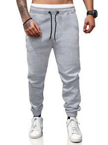 Manfinity Homme Men's Drawstring Waist Cargo Pocket Jogger Sweatpants , Joggers,Back To School Clothes - Multicolor - View 5