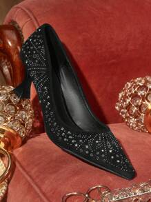 CUCCOO TILAWA 女士水晶装饰尖头高跟鞋 - 黑色 - 查看 2