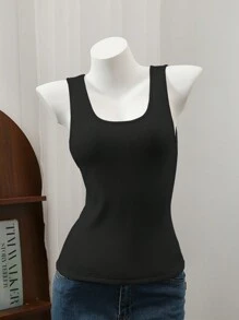 Chiquease 1pc Women Casual Simple Thicken Skinny Tank Top, Warm For Autumn/Winter