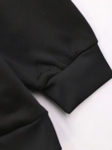 Calvaya Plus Size Casual Women's Sweatshirt And Jogging Set - Comfortable Thermal Lined , Crew Neck Graphic Print, Machine Washable - Perfect For Fall And Winter - Black - View 3