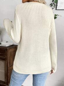 EMERY ROSE 1 chiếc áo len dài tay chắp vá màu trơn thường ngày cho nữ, mùa thu/đông - Nhiều màu - Xem 2