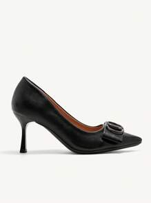 CUCCOO CHICEST Women's High Heel Pumps With Lacquer Buckle, Sexy Stiletto Pointed Toe, Office Lady And Outdoor Wear Spring Shoes Spring Break Easter Prom Heels For Christmas Elegant Shoes - Black - View 7