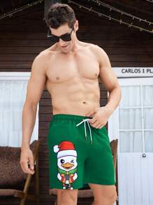 Manfinity Swimmode Pantaloncini casual da uomo con stampa di cartoni animati e lacci frontali