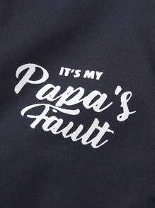 SHEIN 2 件套年轻男孩美国字母印花棒球夹克和宽松长裤套装，时尚街头装套装，适合休闲装、校园场景 - 寶藍色 - 查看 8