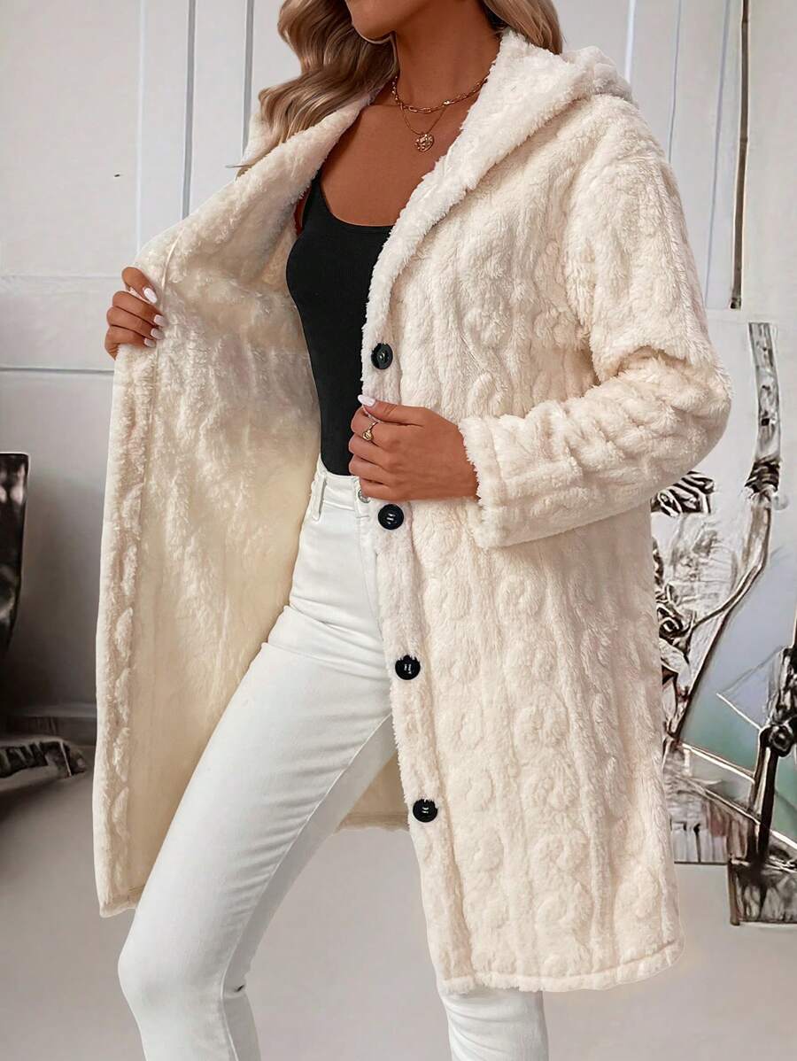 EMERY ROSE 女士休闲双面提花加厚连帽夹克，秋冬