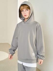 SHEIN Leap Crew 4pcs Tween Boy Casual Hoodie And Sweatpants Set, Spring/Summer/Autumn/Winter - Grey - View 11