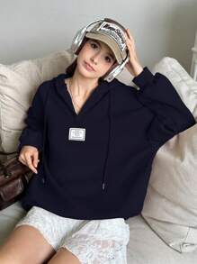 INAWLY Women's Long Sleeve Simple Logo Sweatshirt, Casual Daily Wear,Long Sleeve Tops