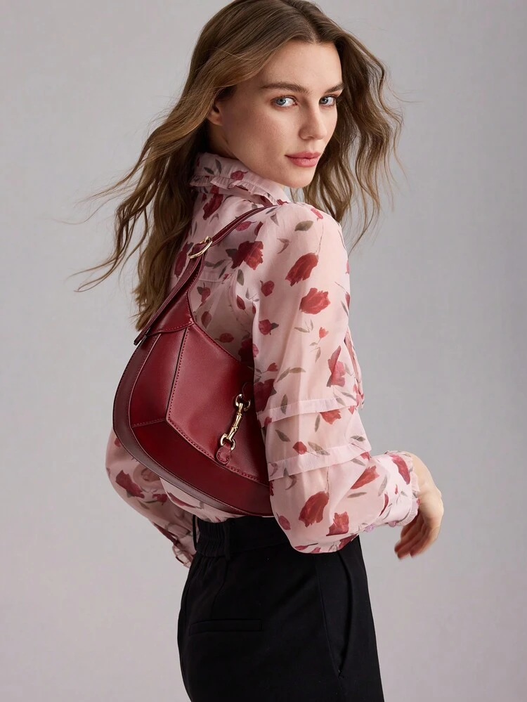 1PC WOMEN'S VERSATILE ALL-MATCH METALLIC DECOR COMMUTER SHOULDER BAG, VALENTINES, BAG FOR WOMEN ELEGANT, LUXURY