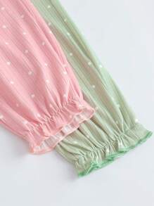 SHEIN 2 件装婴儿秋季圆领长袖休闲兔子印花上衣和波尔卡圆点长裤套装 - 彩色 - 查看 8