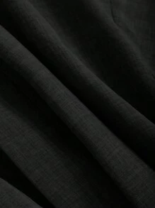 Livesso Minimalist Relaxed Solid Color Bathrobe Loungewear, For Fall Pajama, Winter - Black - View 6