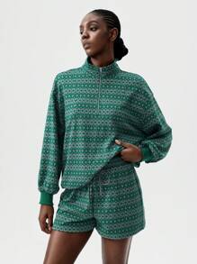 VARSITIE Cold Fall Winter Clothes Tennis Casual Retro Women Sports Sets - Green - View 1