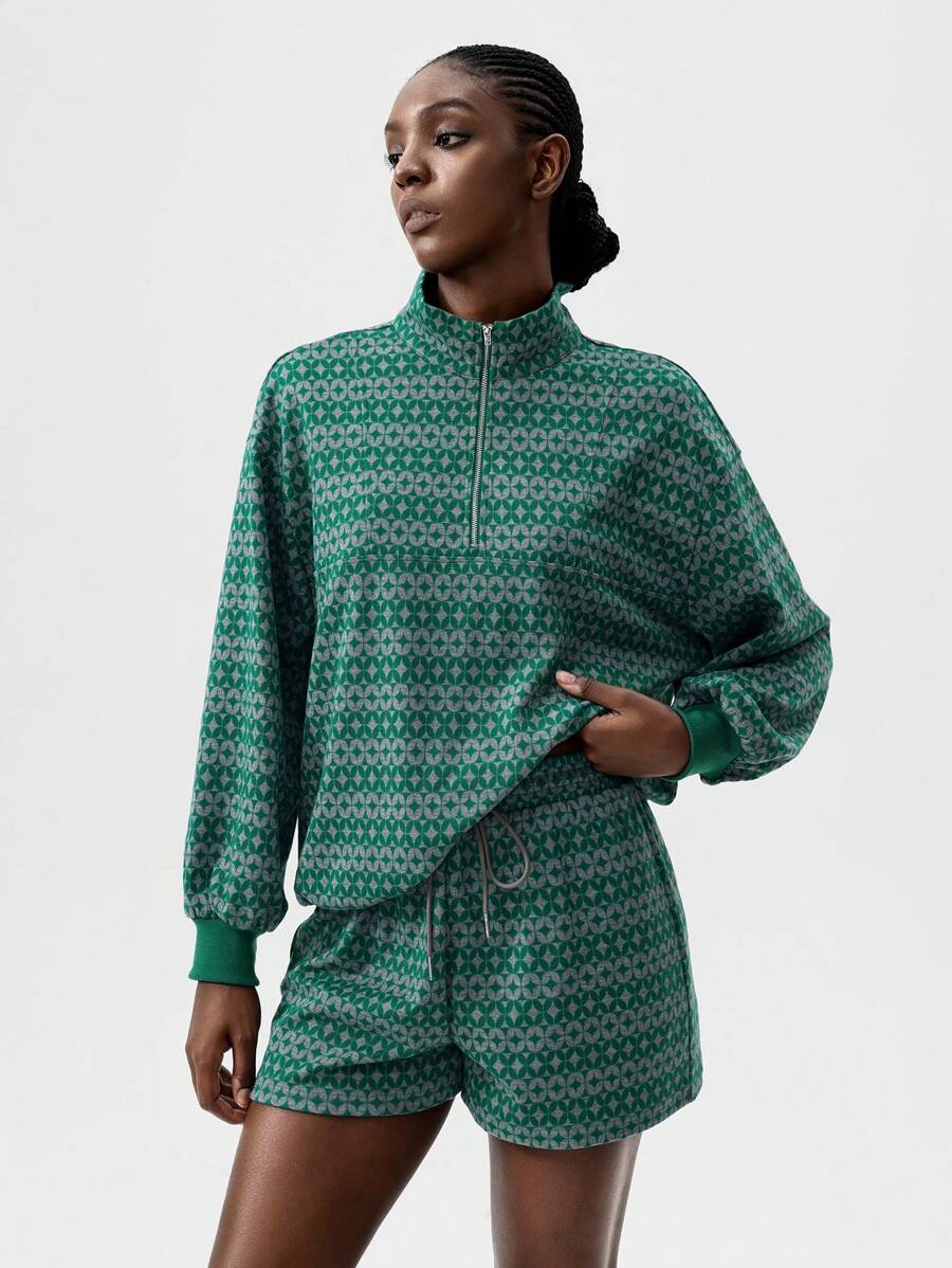 VARSITIE Cold Fall Winter Clothes Tennis Casual Retro Women Sports Sets - Green - View 1