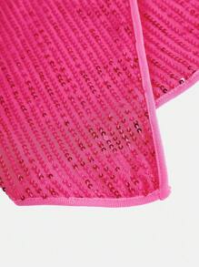 SHEIN Teens Girl Fuschia Pearl Embellished Elegant Glamour Bodycon Ruched Asymmetrical Mini Dress - Hot Pink - View 6