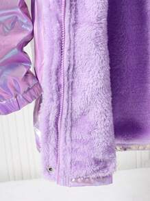 Tween Girls Laser Printed Hooded Long Sleeve Jacket - Violet Purple - View 7