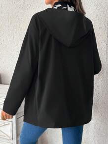 SHEIN Maternity Casual Zip-Up Long Sleeve Hoodie Jacket With Pockets, Pockets, For Autumn - Black and White - View 6