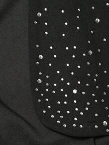 Slaydiva 新款情人节、新年派对、活动、时尚高端水晶装饰长袖纯黑色优雅休闲西装外套，女士款 - 黑色 - 查看 11