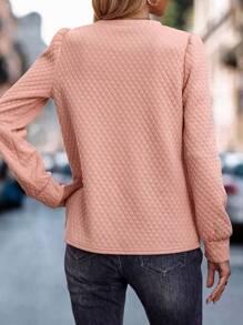 SHEIN LUNE 女士纯色圆领长袖简约运动衫，日常休闲穿着